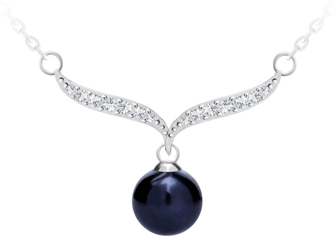 Preciosa Elegantní stříbrný náhrdelník s pravou černou perlou Paolina 5306 20