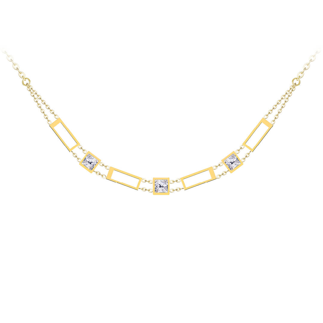Levně Preciosa Luxusní pozlacený náhrdelník Straight s čirým křišťálem Preciosa 7390Y00