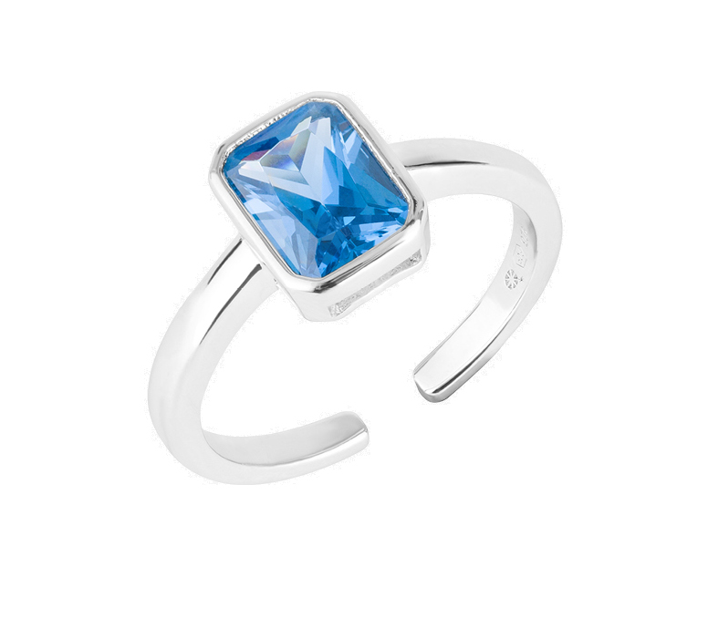Preciosa Nádherný otevřený prsten s modrým zirkonem Preciosa Blueberry Candy 5406 68 56 mm