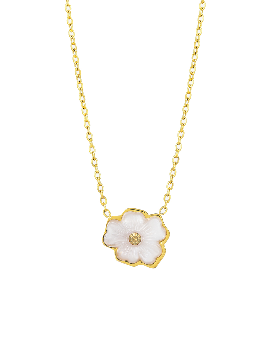 Preciosa -  Něžný pozlacený náhrdelník s květinou Verona 7453Y00