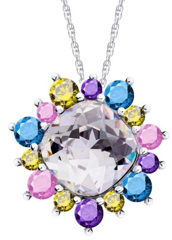 Levně Preciosa Pestrobarevný náhrdelník Flower 5240 70 (řetízek, přívěsek)