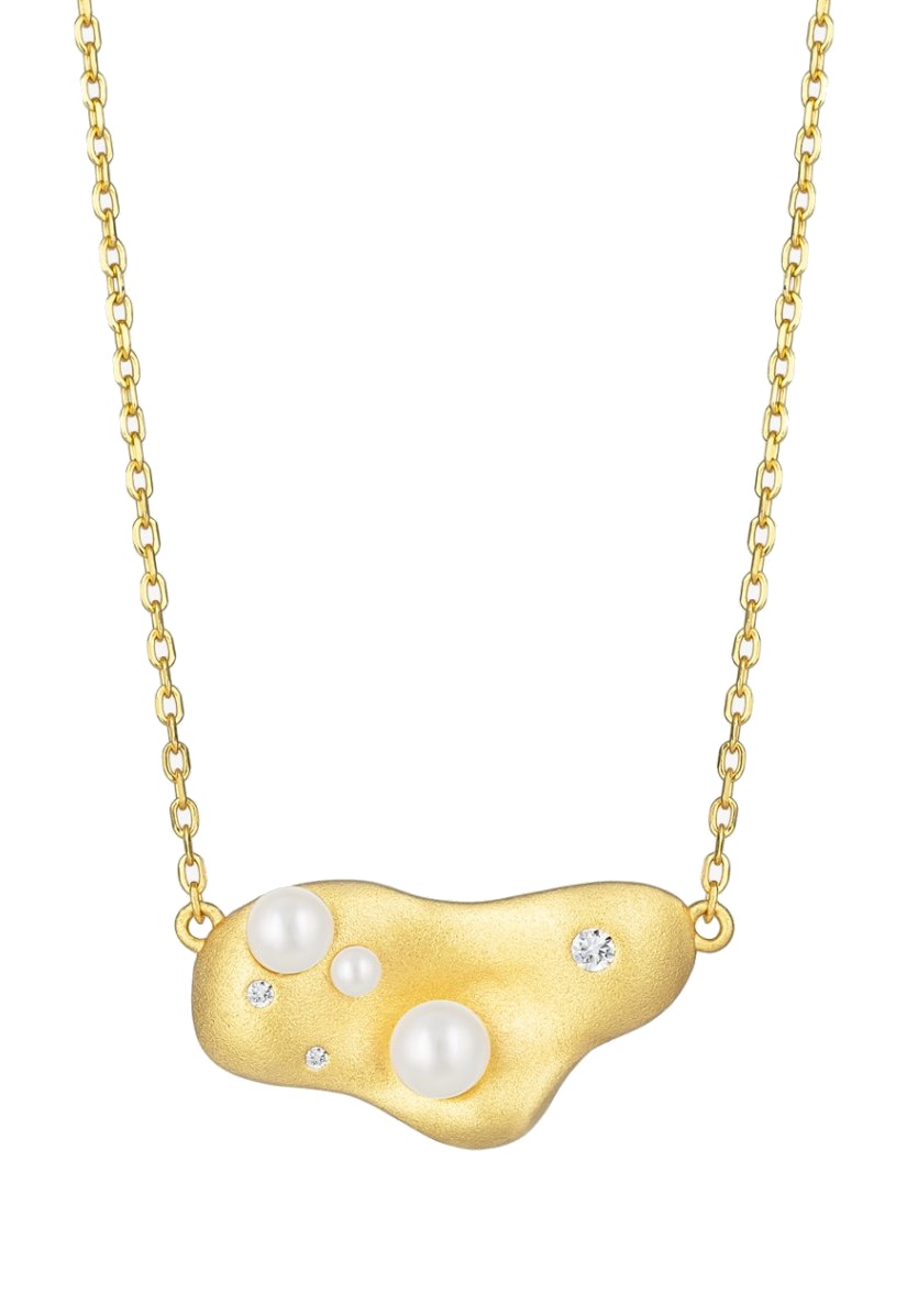 Levně Preciosa Pozlacený náhrdelník Smooth s říční perlou a kubickou zirkonií Preciosa 5394Y01