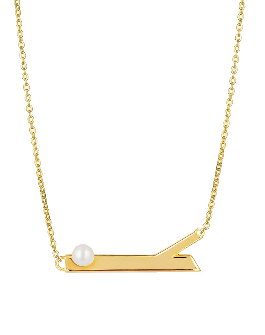 Levně Preciosa Stylový pozlacený náhrdelník Twig s pravou říční perlou 5388Y01