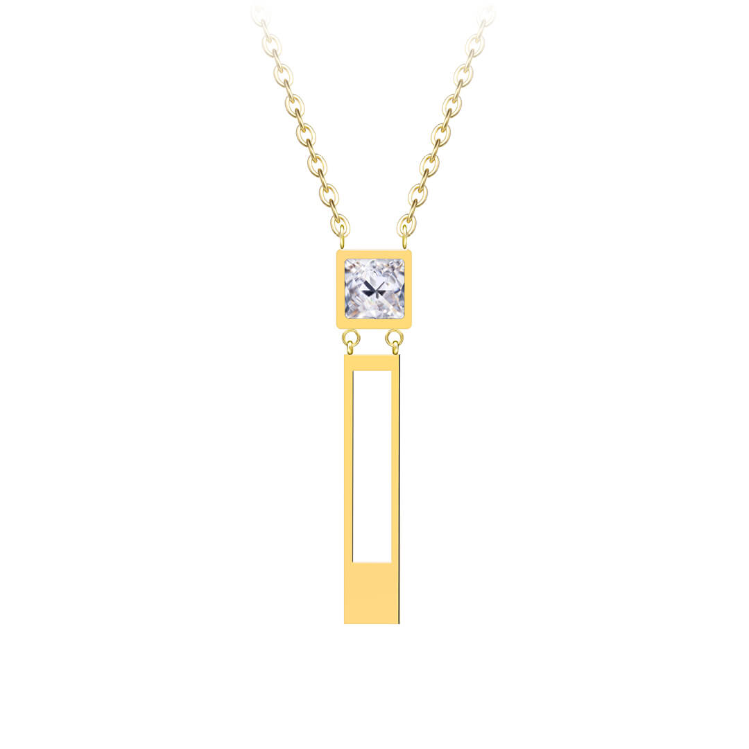 Preciosa Pozlacený ocelový náhrdelník Straight s čirým křišťálem Preciosa 7391Y00