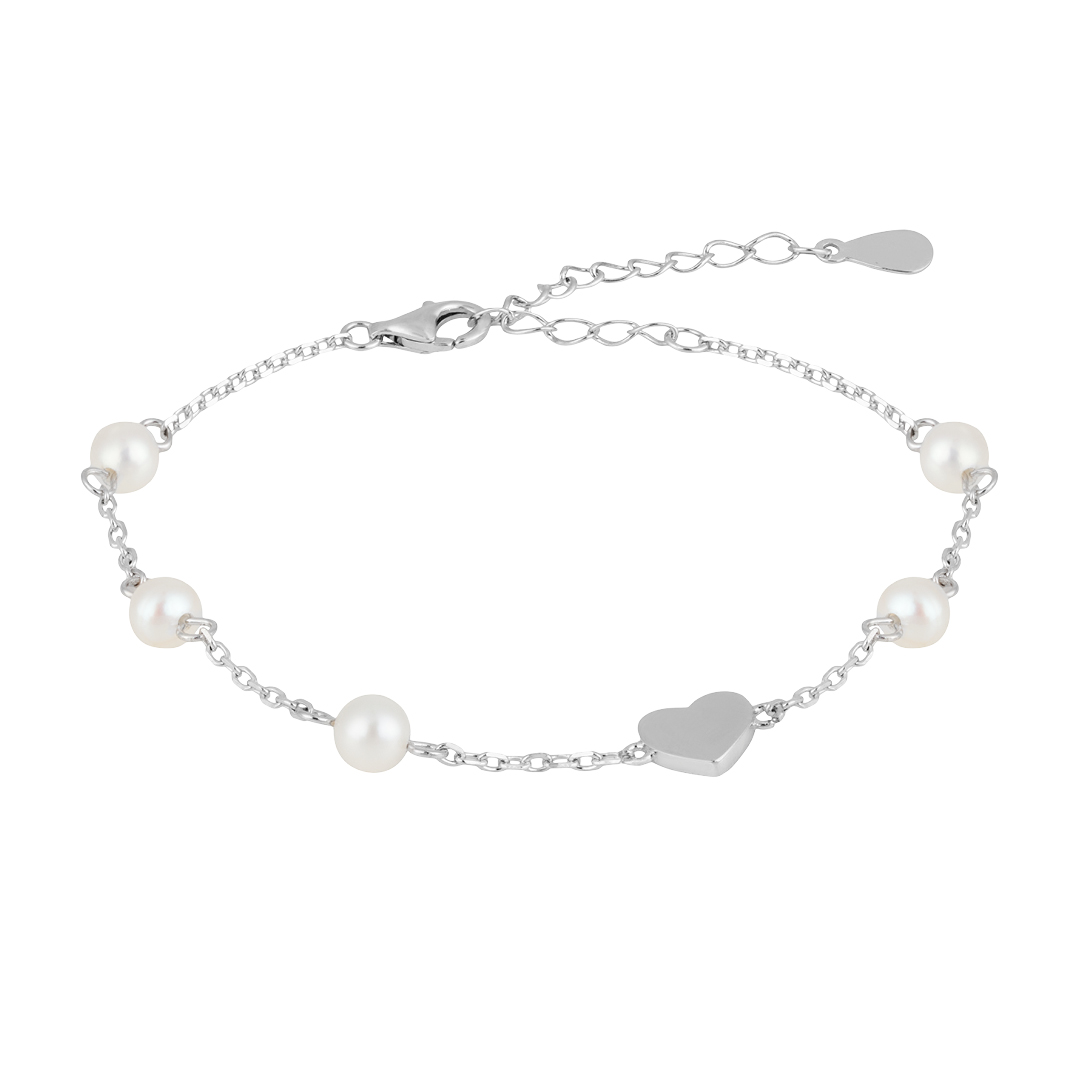 Levně Preciosa Romantický náramek s říčními perlami a srdíčkem Pearl Passion 6157 01