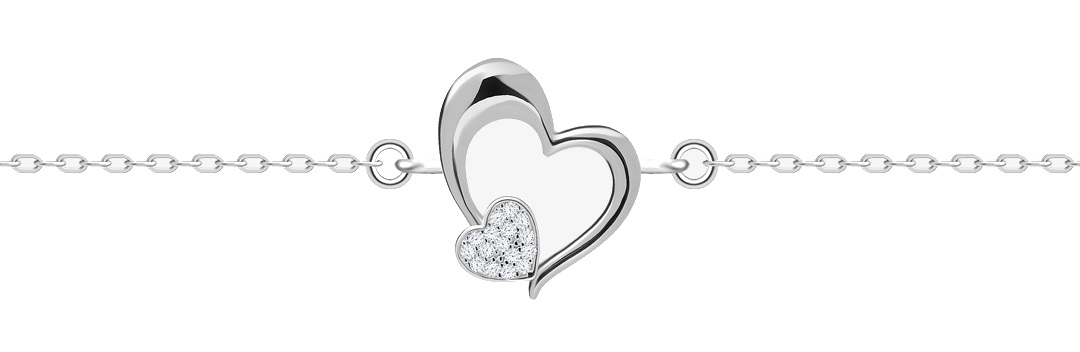 Preciosa Romantický strieborný náramok Tender Heart s kubickou zirkóniou 5339 00