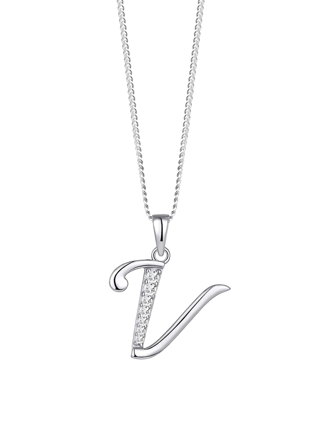 Levně Preciosa Stříbrný náhrdelník písmeno "V" 5380 00V (řetízek, přívěsek)