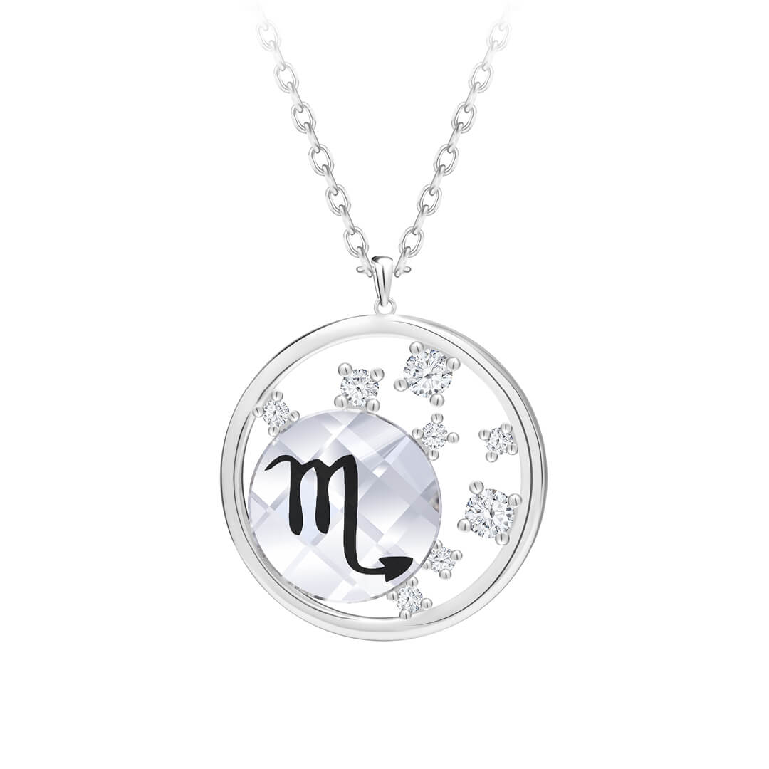 Preciosa Stříbrný náhrdelník s českým křišťálem Štír Sparkling Zodiac 6150 91 (řetízek, přívěsek)