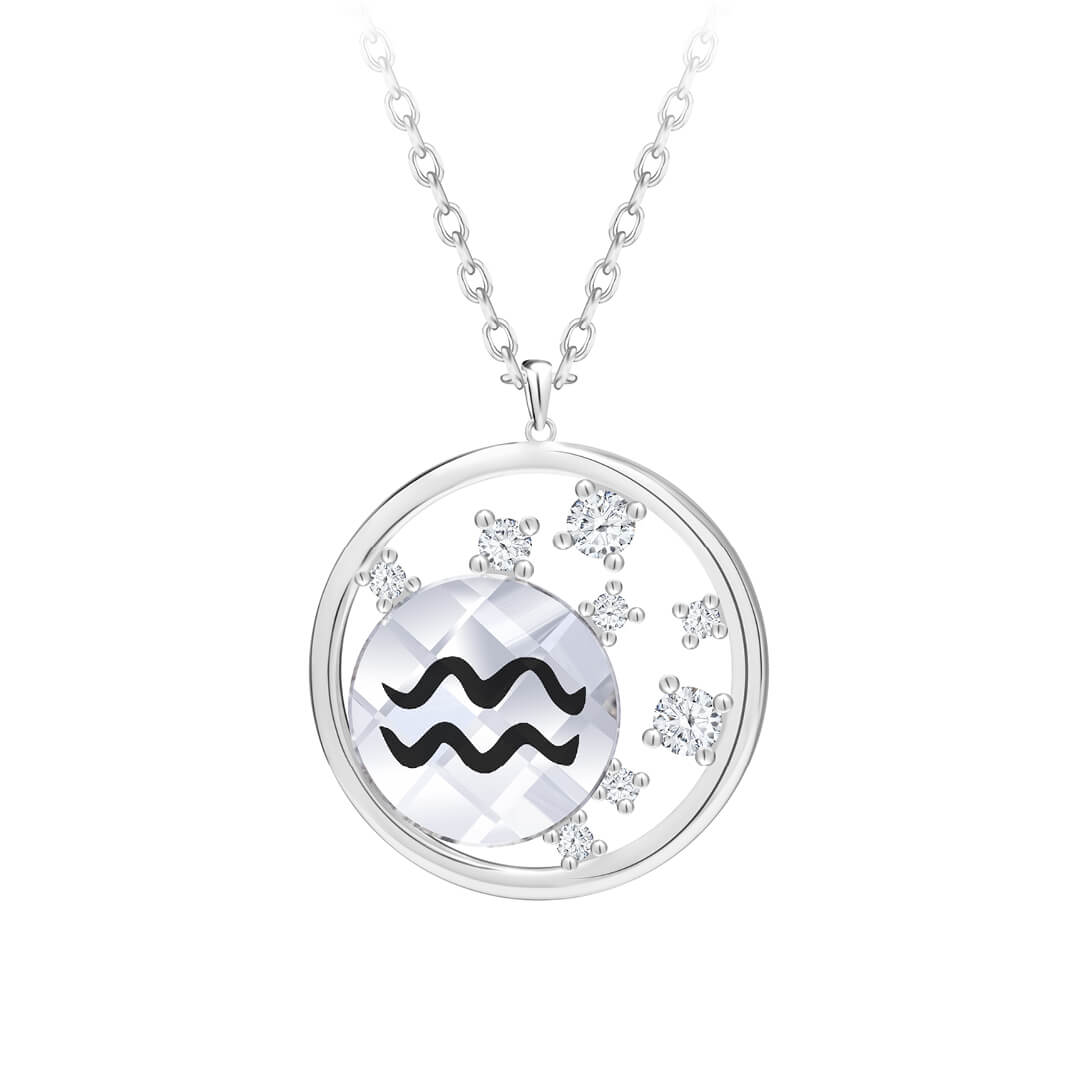 Preciosa Stříbrný náhrdelník s českým křišťálem Vodnář Sparkling Zodiac 6150 82 (řetízek, přívěsek)