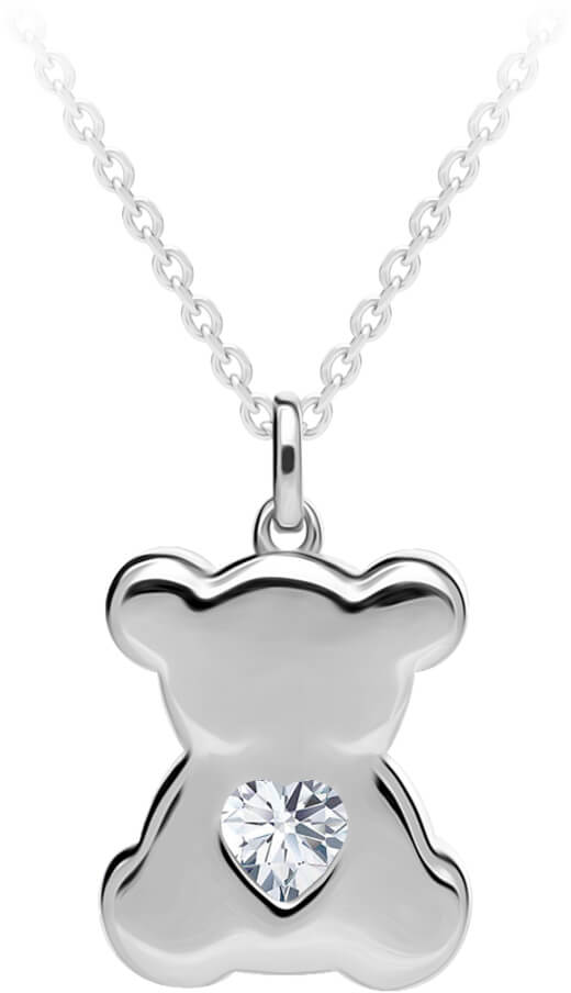 Preciosa Stříbrný náhrdelník Shiny Teddy s kubickou zirkonií Preciosa 5326 00 (řetízek, přívěsek)