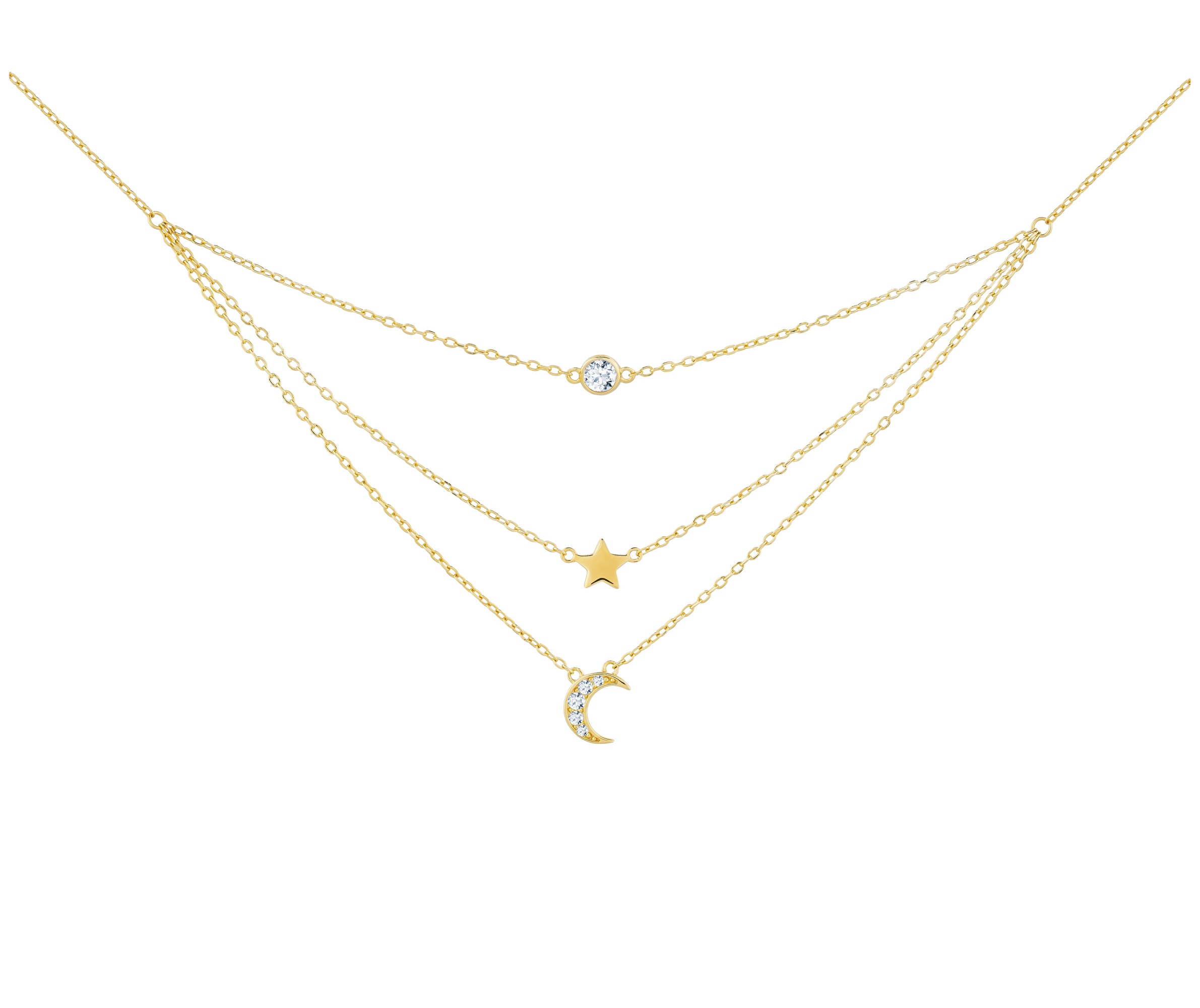 Levně Preciosa Trojitý pozlacený náhrdelník s kubickou zirkonií Moon Star 5362Y00