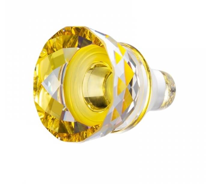 Preciosa Třpytivá skleněná žlutá zátka na víno s krišťálem Preciosa 1418 59