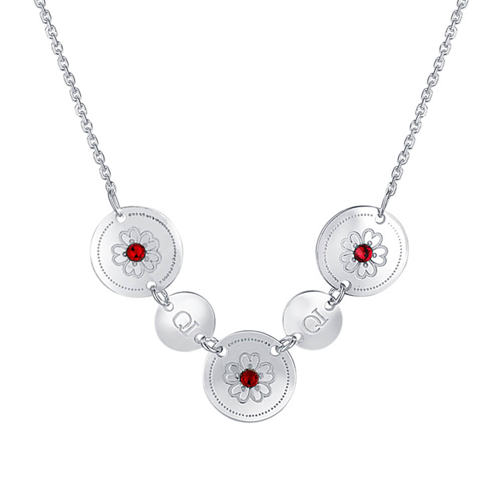 Praqia Luxusní stříbrný náhrdelník s červenými krystaly Ruby N6079_RH
