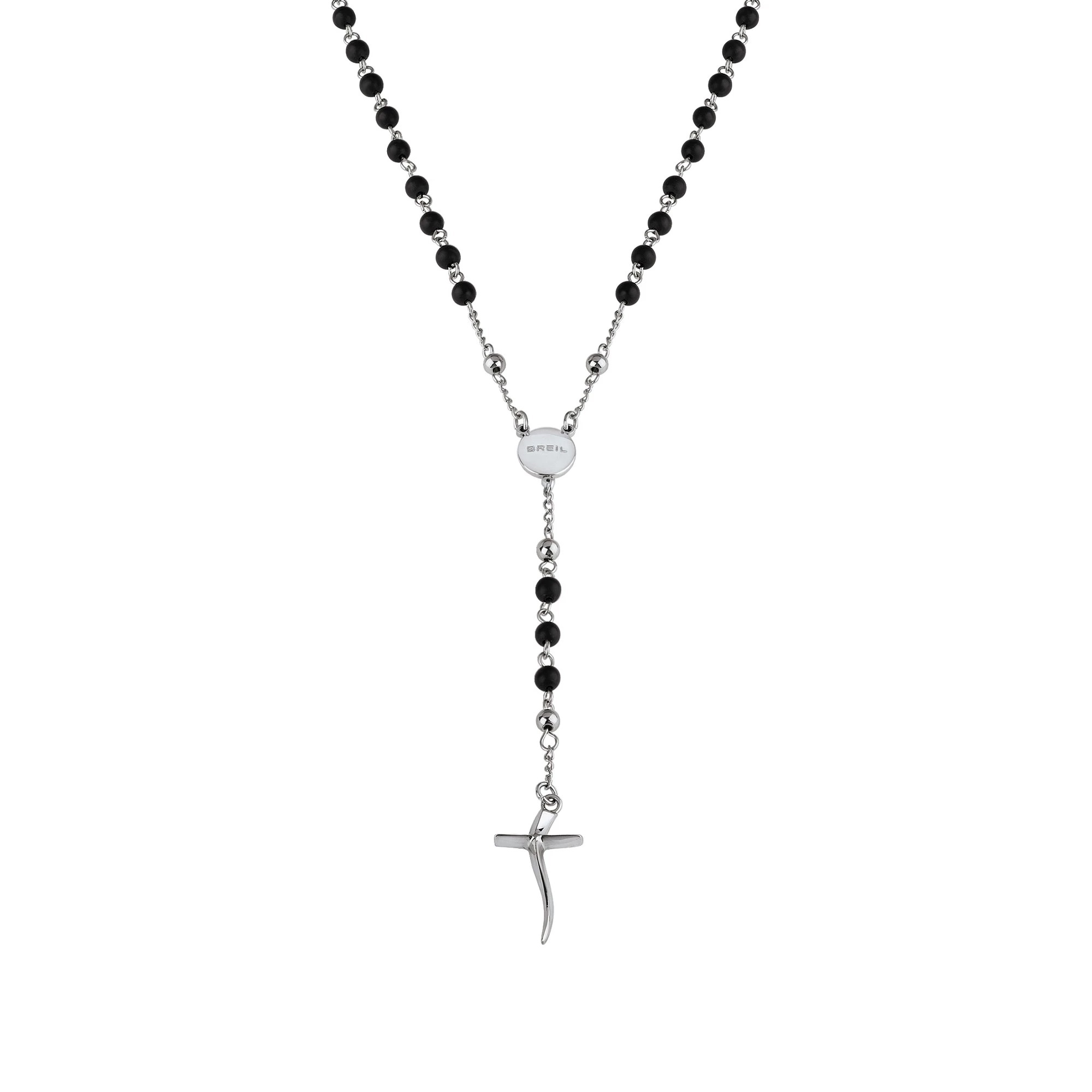 BREIL Nadčasový korálkový náhrdelník s krížikom Code TJ2990