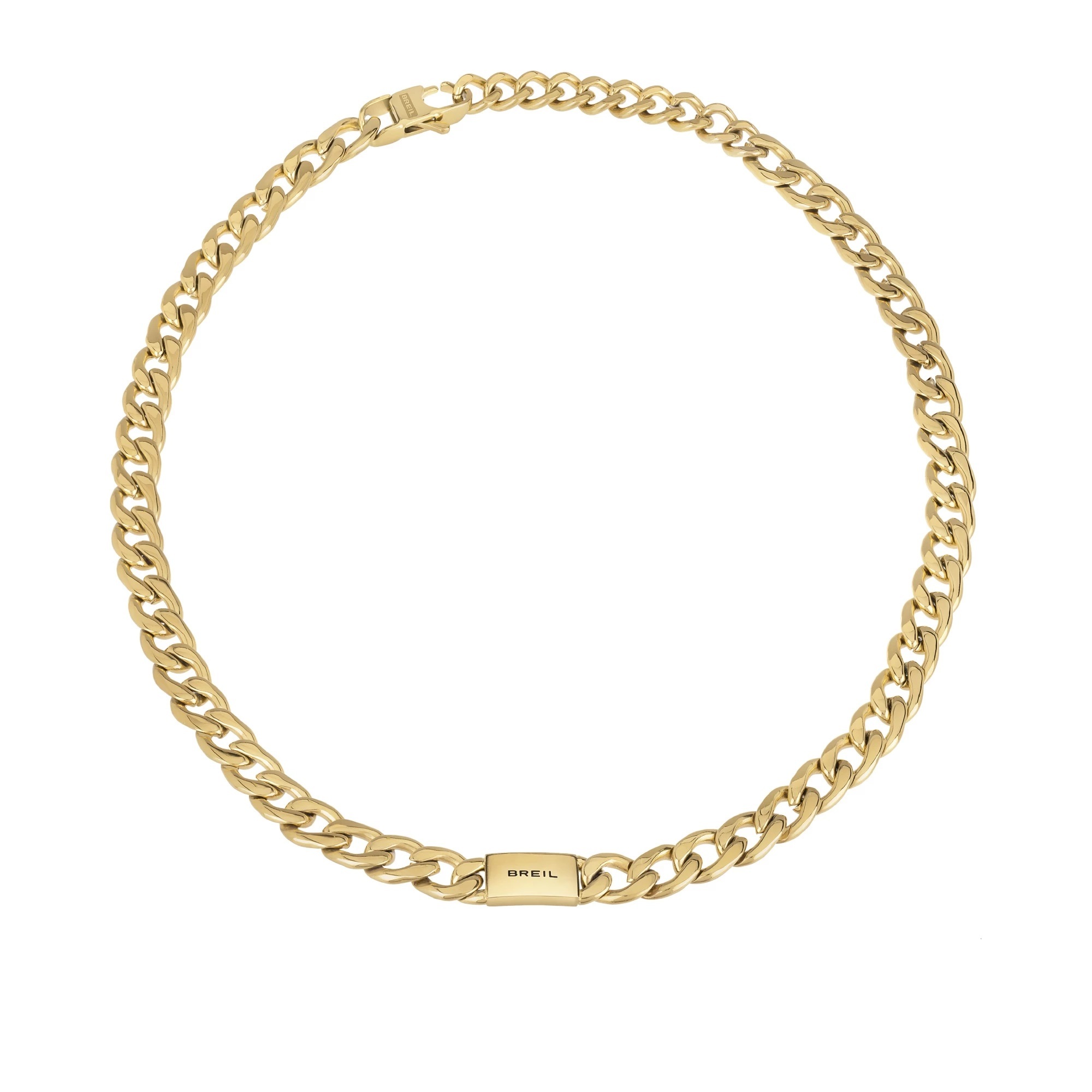 BREIL Slušivý pozlacený náhrdelník Logomania TJ3071