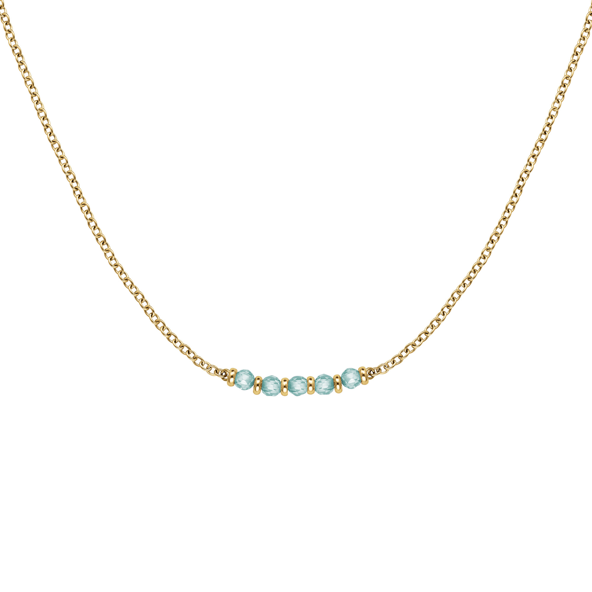 Levně Rosefield Jemný pozlacený náhrdelník s modrými korálky Essentials JNBRG-J812