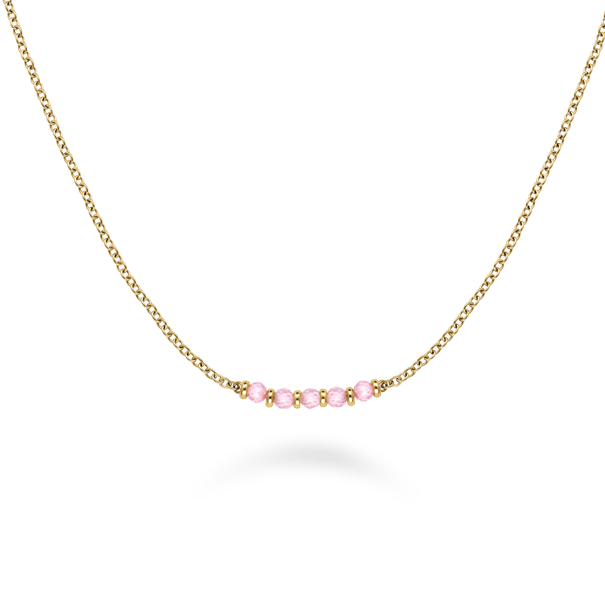 Levně Rosefield Jemný pozlacený náhrdelník s růžovými korálky Essentials JNPRG-J811