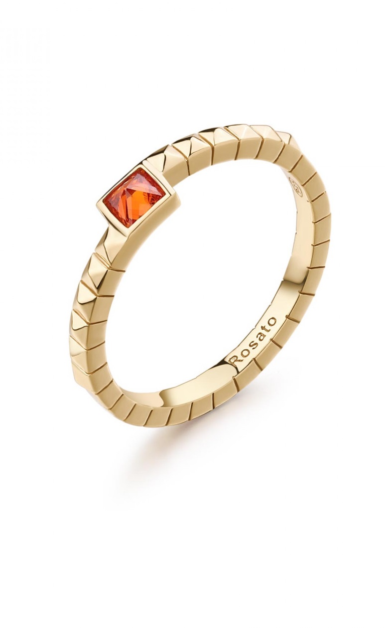 Rosato Elegantní pozlacený prsten s kubickým zirkonem Cubica RZCU100 52 mm