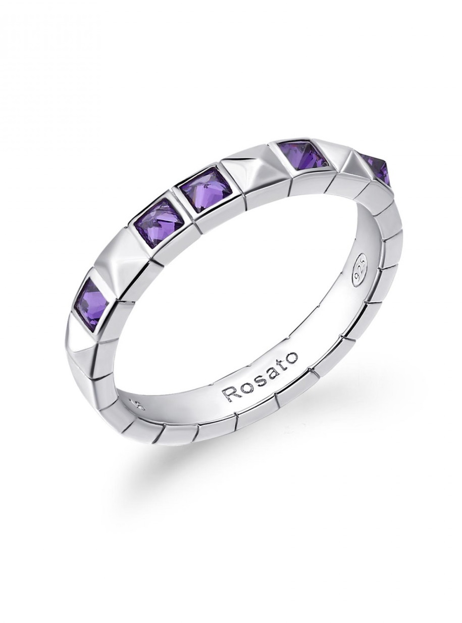 Rosato Hravý strieborný prsteň so zirkónmi Cubica RZCU92 56 mm