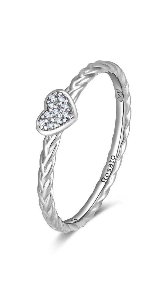 Rosato Romantický strieborný prsteň so zirkónmi Allegra RZA017 52 mm