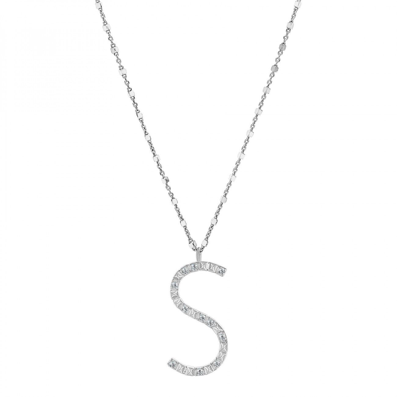 Rosato Strieborný náhrdelník s príveskom S Cubica RZCU19 (retiazka, prívesok)