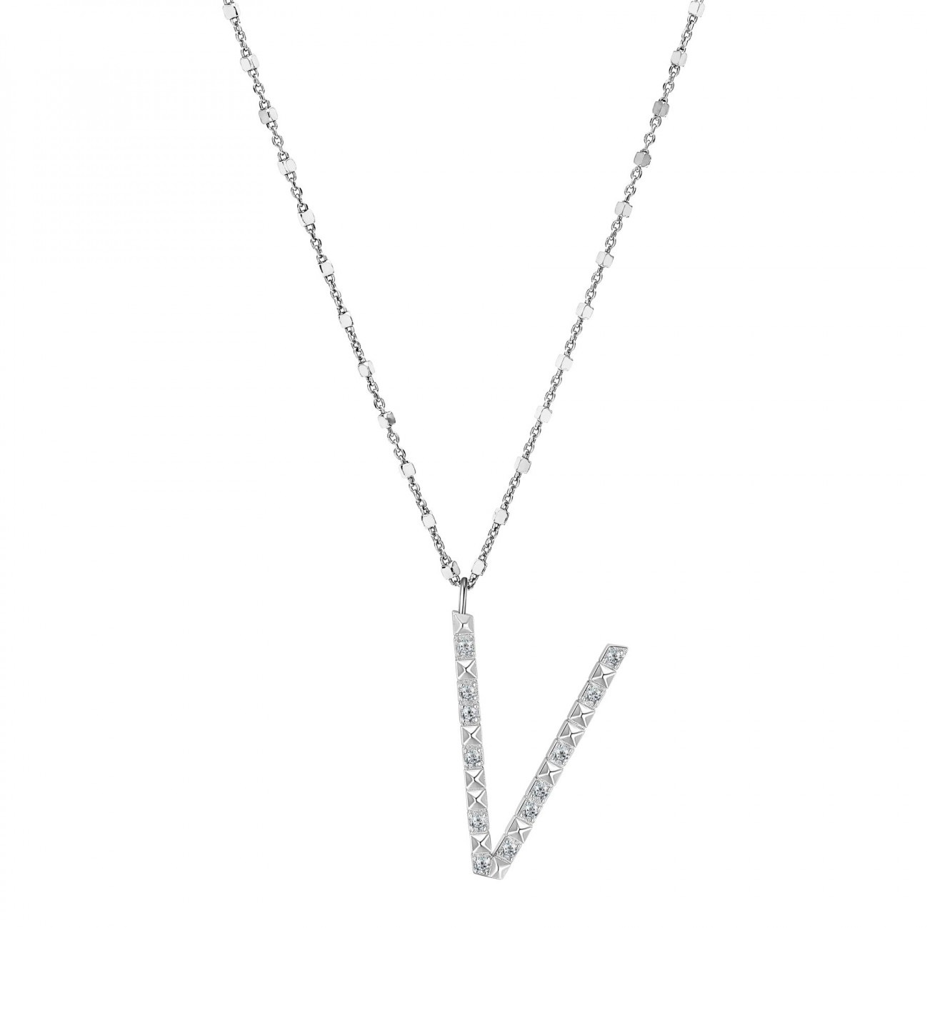 Rosato Strieborný náhrdelník s príveskom V Cubica RZCU22 (retiazka, prívesok)