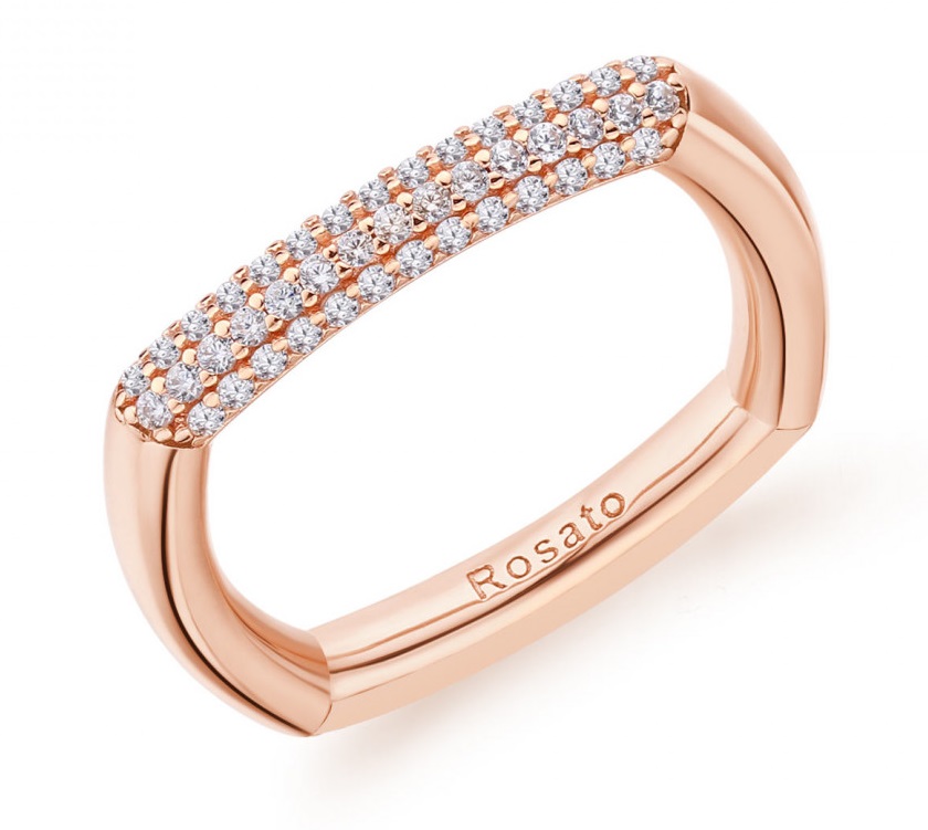 Rosato Stylový bronzový prsten se zirkony Bianca RZBI32 52 mm