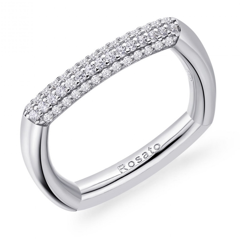 Rosato Stylový stříbrný prsten se zirkony Bianca RZBI31 54 mm