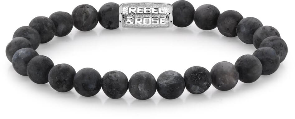 Rebel&Rose Korálkový náramek Matt Grey Seduction RR-80025-S 17,5 cm - M