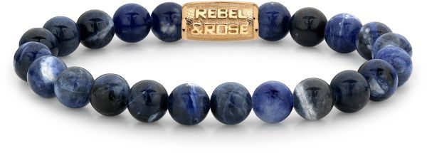 Rebel&Rose Korálkový náramok Midnight Blue Gold RR-80094-G 19 cm - L