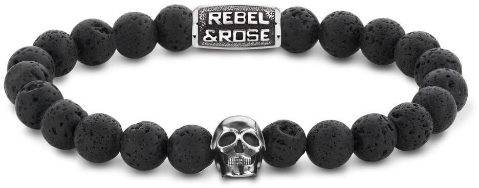 Rebel&Rose Korálkový náramek Skull Black Moon RR-SK001-S 20 cm - L+