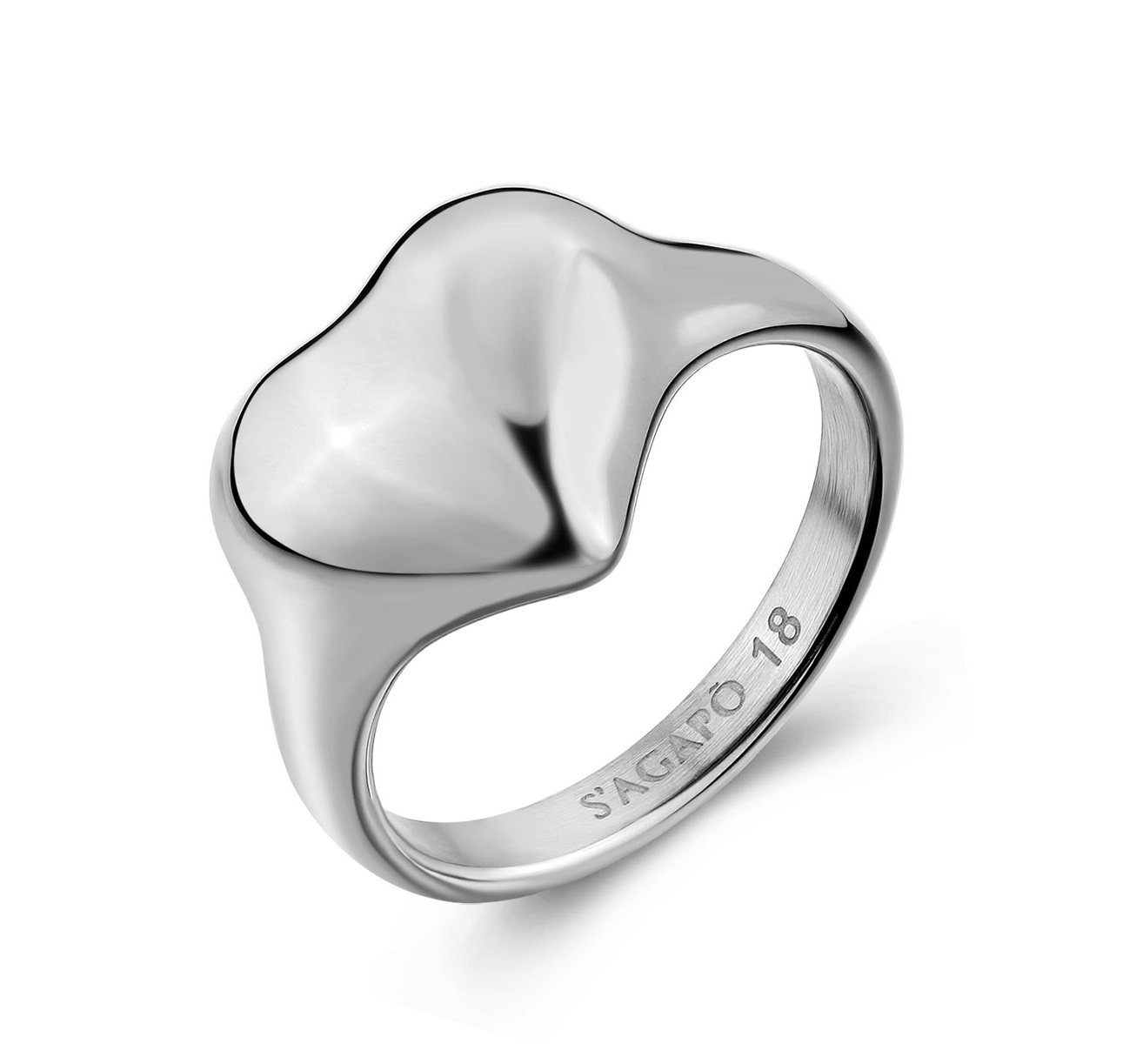 S'Agapõ Dámsky oceľový prsteň so srdiečkom Stellar SSE64 50 mm