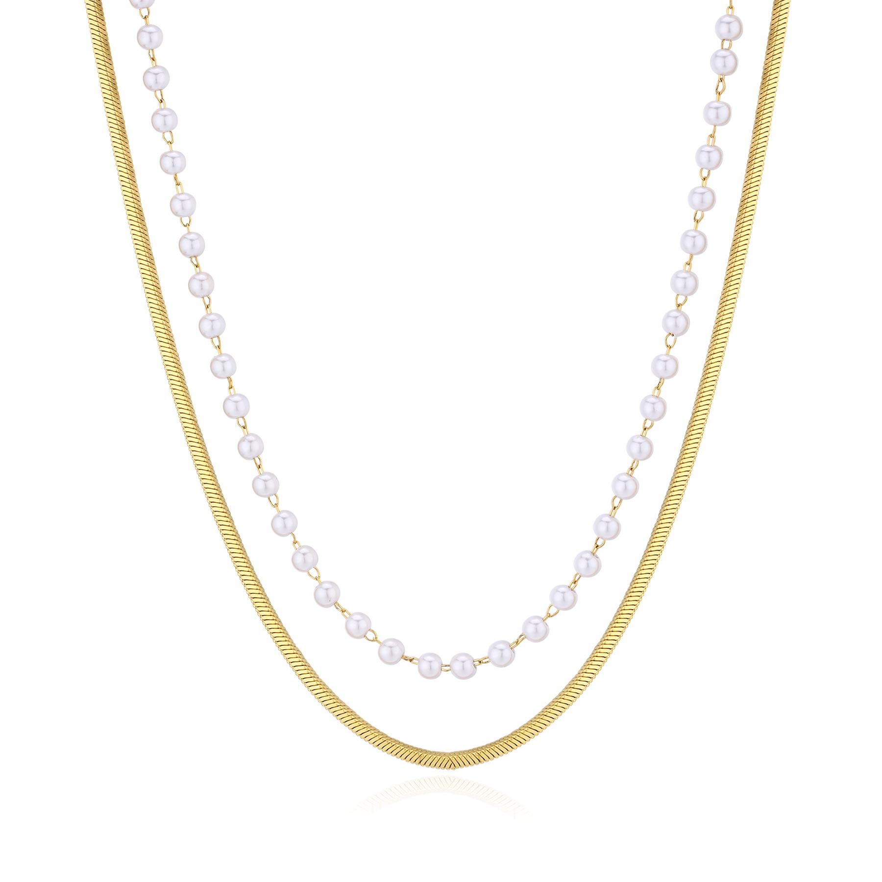Levně S`Agapõ Dvojitý pozlacený náhrdelník s perlami Wisdom SWI06