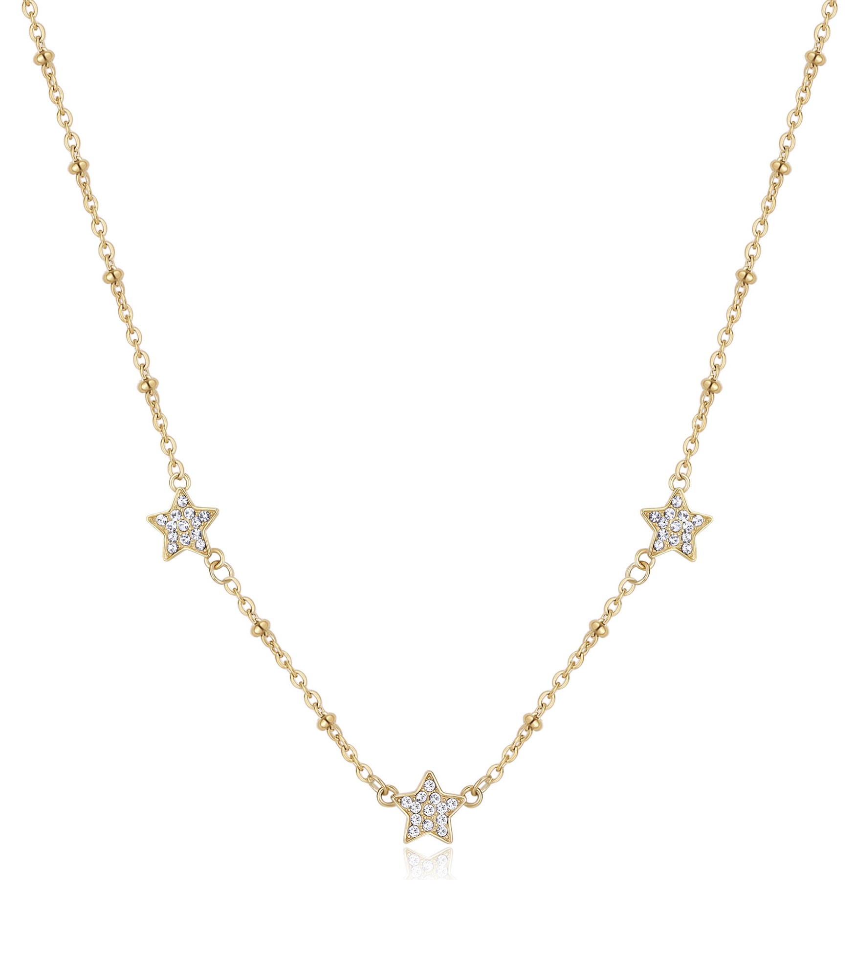 S`Agapõ Slušivý pozlacený náhrdelník s hvězdičkami Aurora SAR41