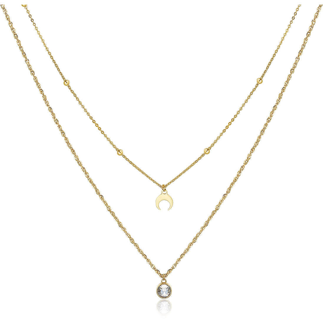 Levně S`Agapõ Dvojitý pozlacený ocelový náhrdelník s ozdobami Aurora SAR08