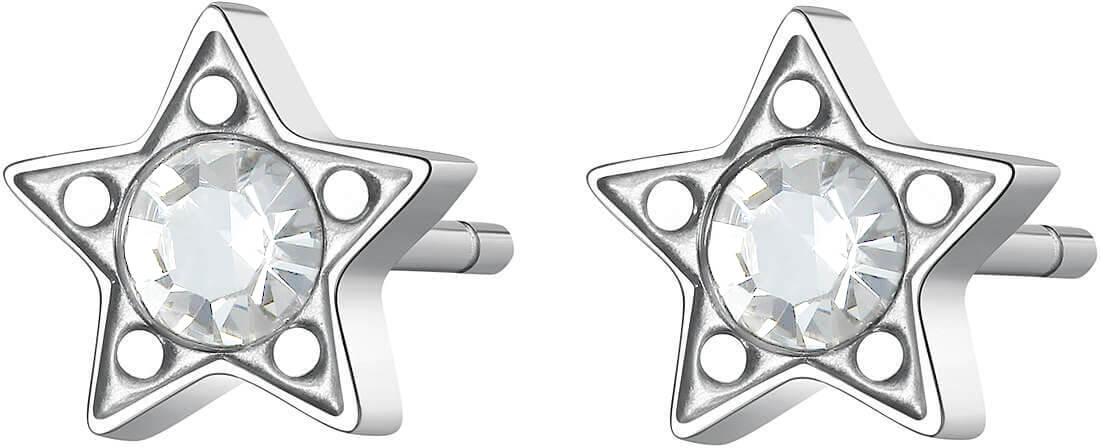 S`Agapõ Elegantní ocelové náušnice s čirými krystaly CLICK SCK46