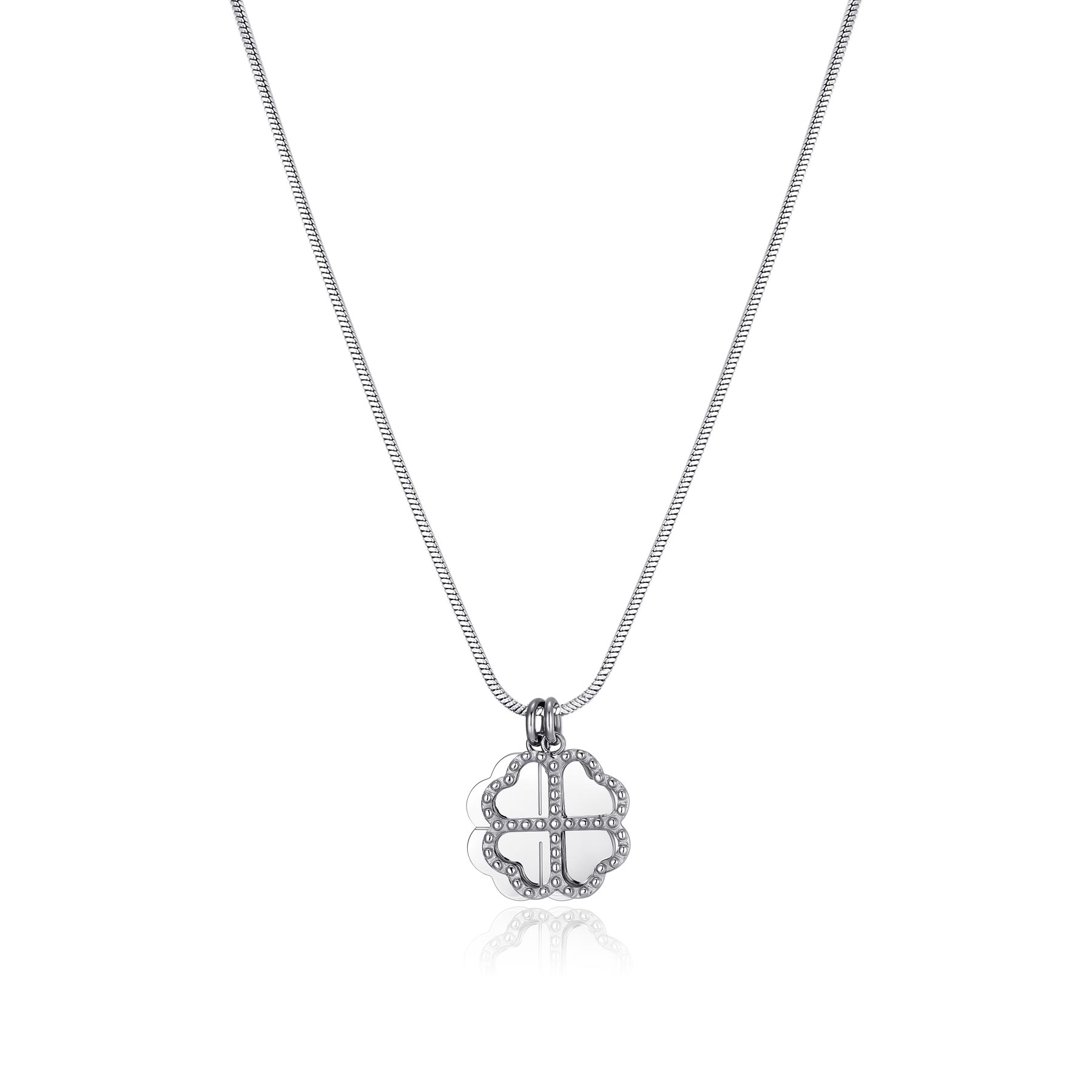 Levně S`Agapõ Krásný ocelový náhrdelník se čtyřlístky Message SSG21