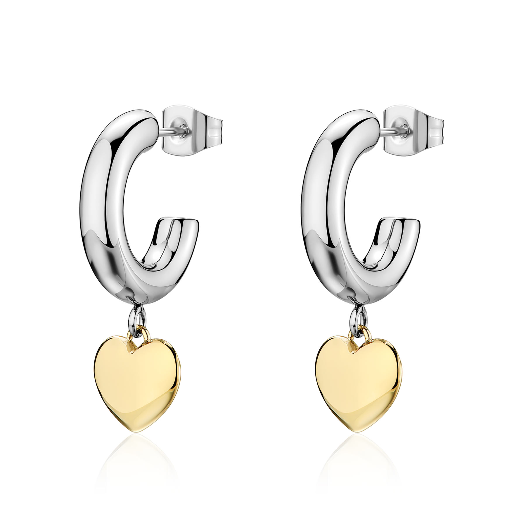 S'Agapõ Kruhové bicolor náušnice s príveskami v tvare srdca Aurora SAR67