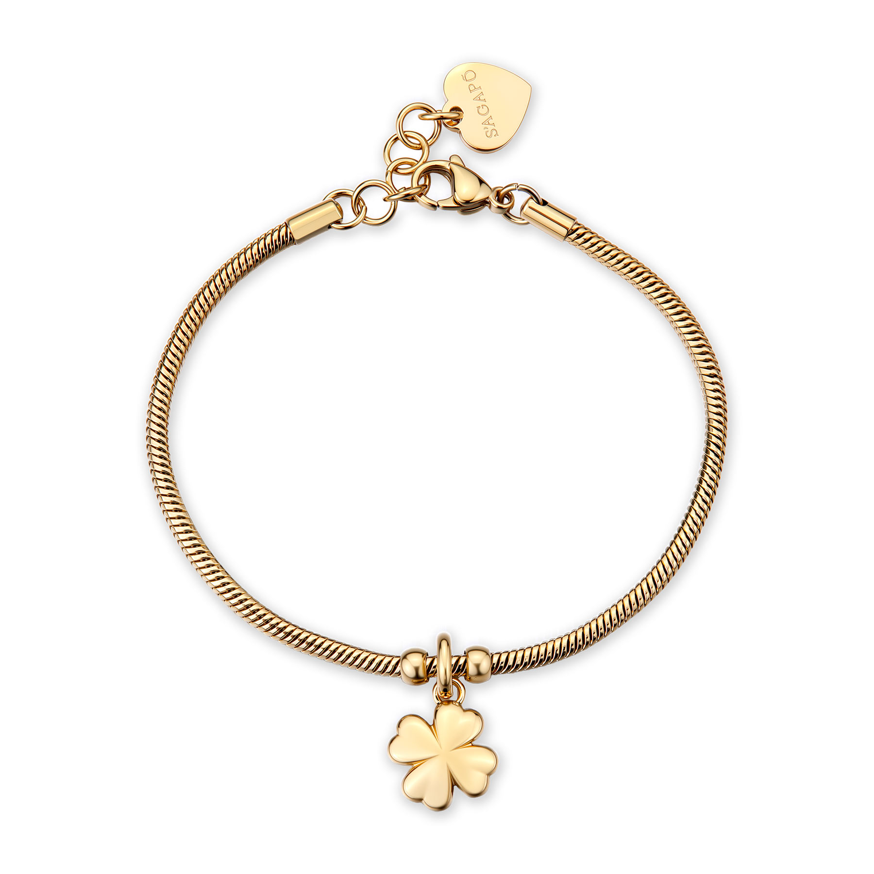 S'Agapõ Luxusný pozlátený náramok so štvorlístkom Click SCK290