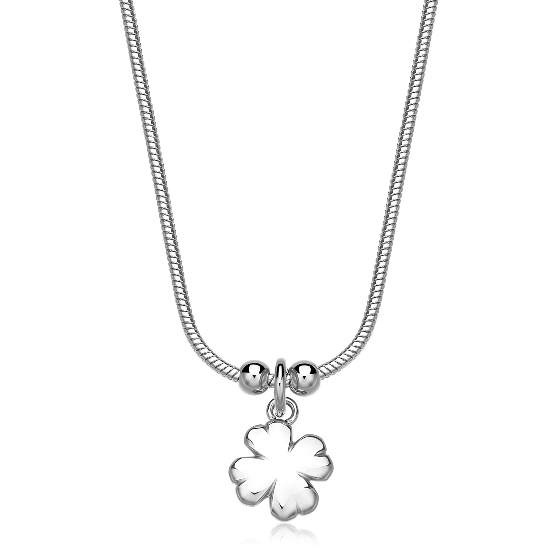 S'Agapõ Oceľový náhrdelník pre šťastie Štvorlístok Click SCK282