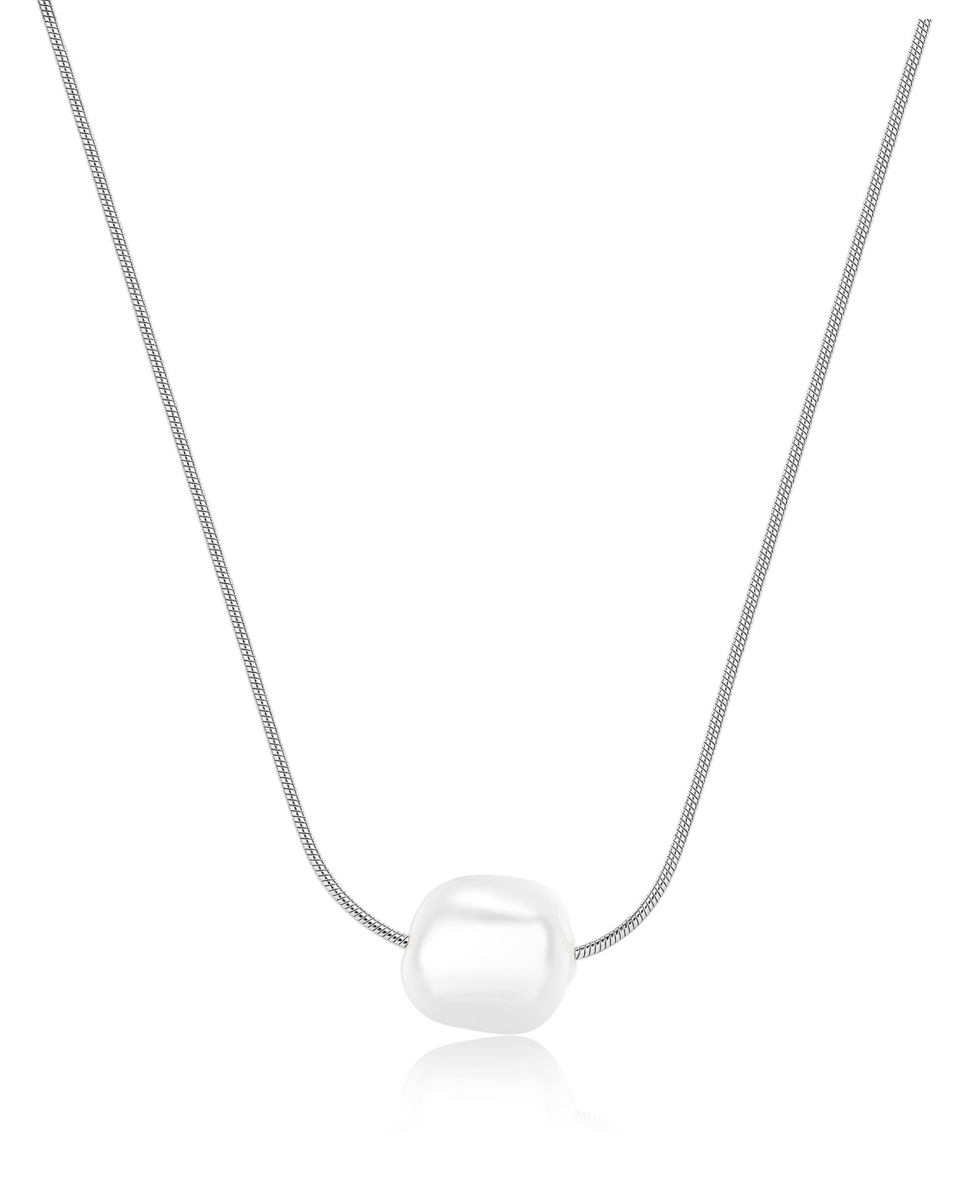 S'Agapõ Nežný oceľový náhrdelník s perlou Shell Wisdom SWI39