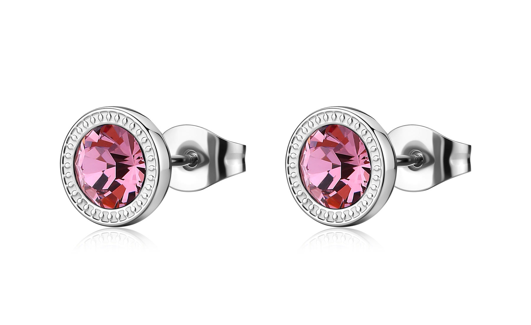 S'Agapõ Oceľové kôstky s ružovým kryštálom Lucky Light SKT70