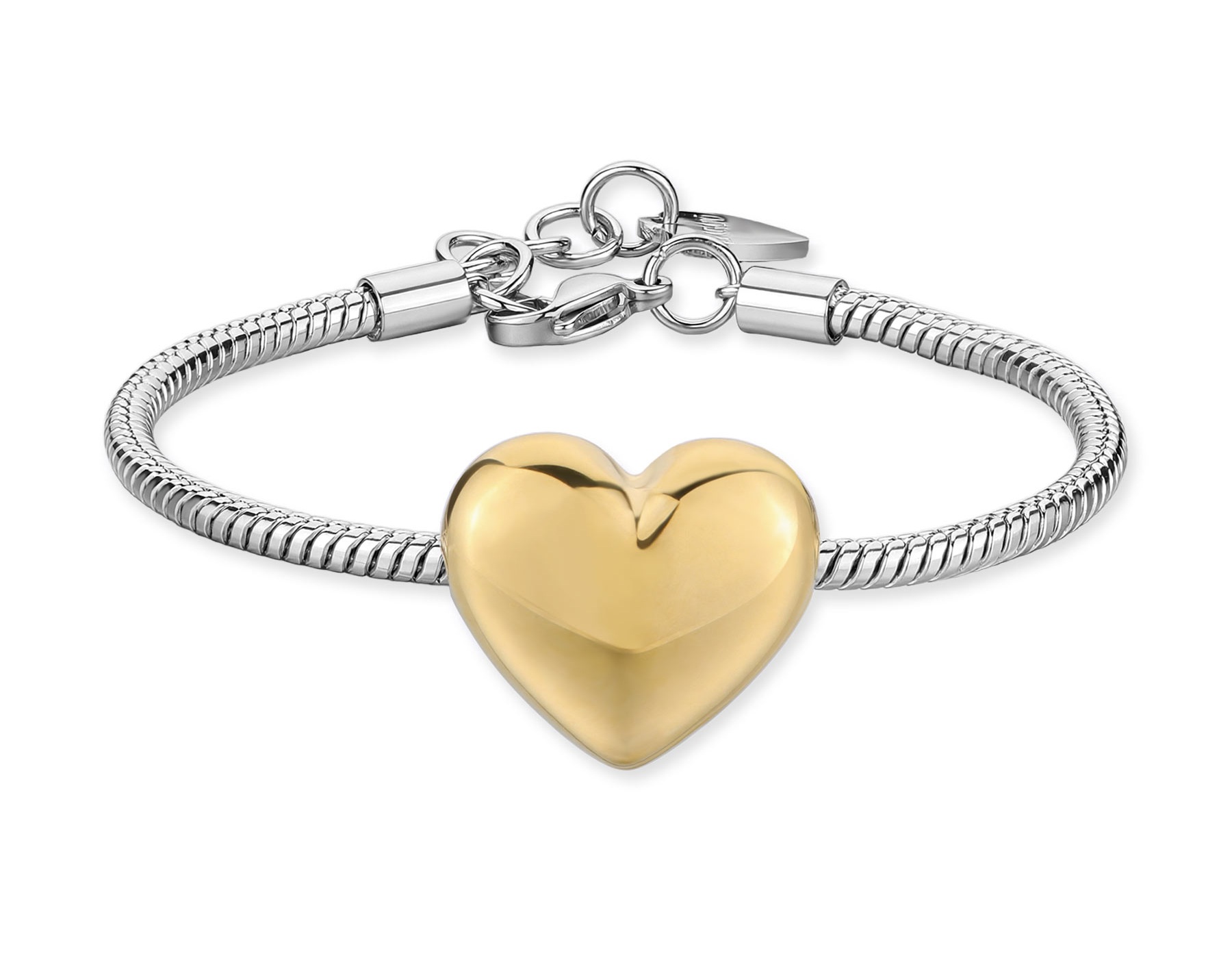 S'Agapõ Oceľový bicolor náramok so srdiečkom Stellar SSE60
