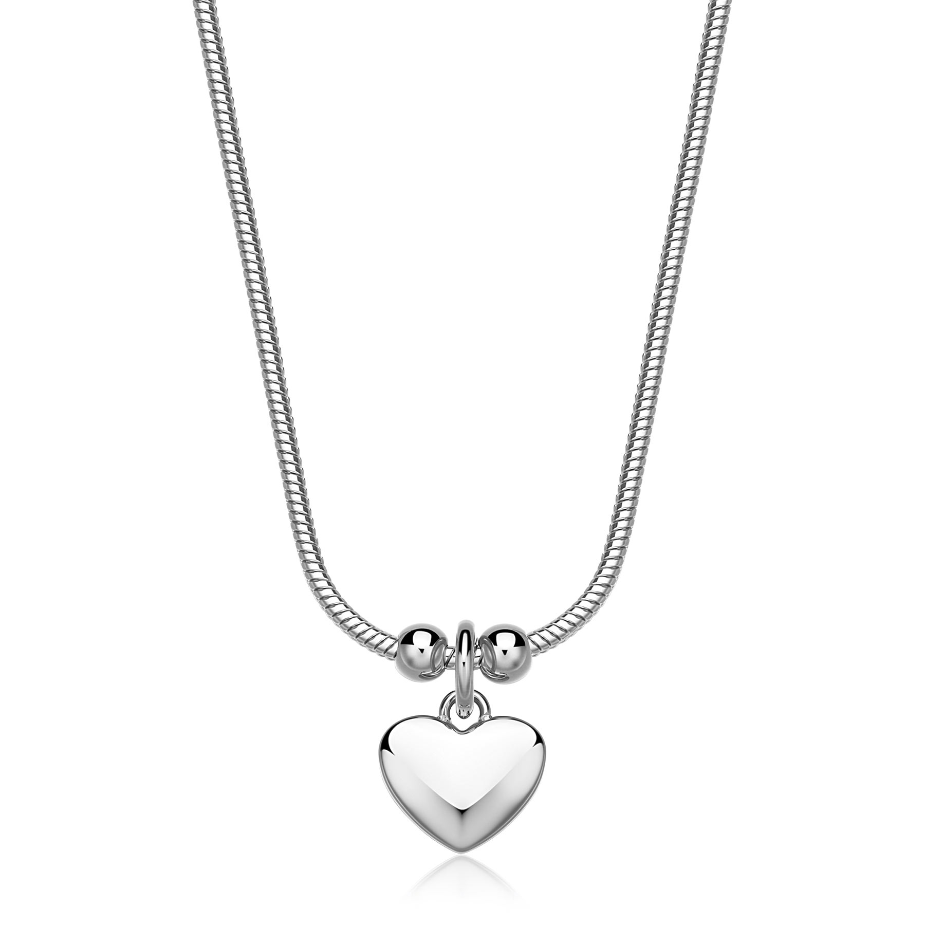 S'Agapõ Oceľový náhrdelník s príveskom srdca Click SCK285