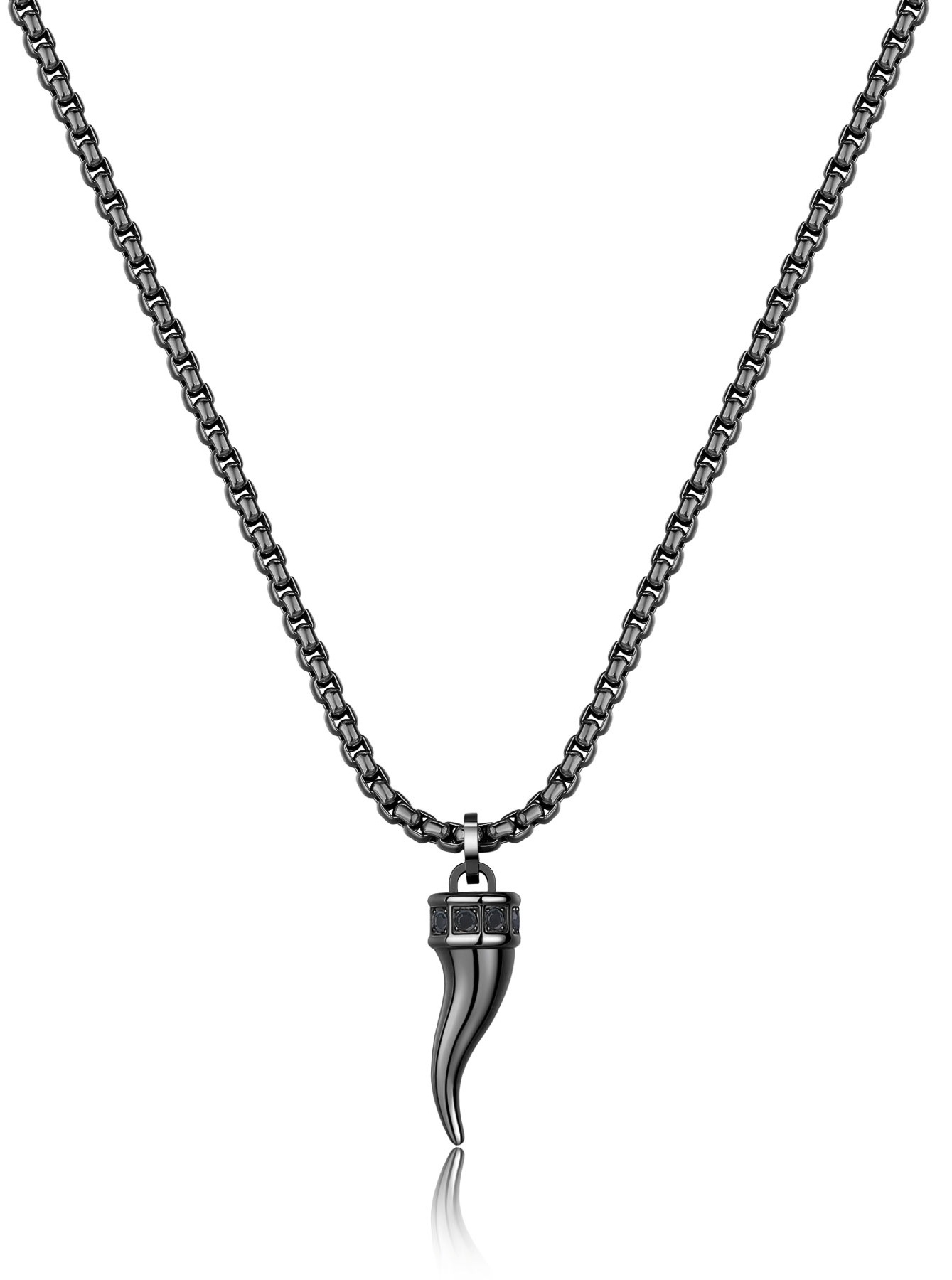 S'Agapõ Pánsky oceľový náhrdelník so zirkónmi Cornicello Rogue SRG38