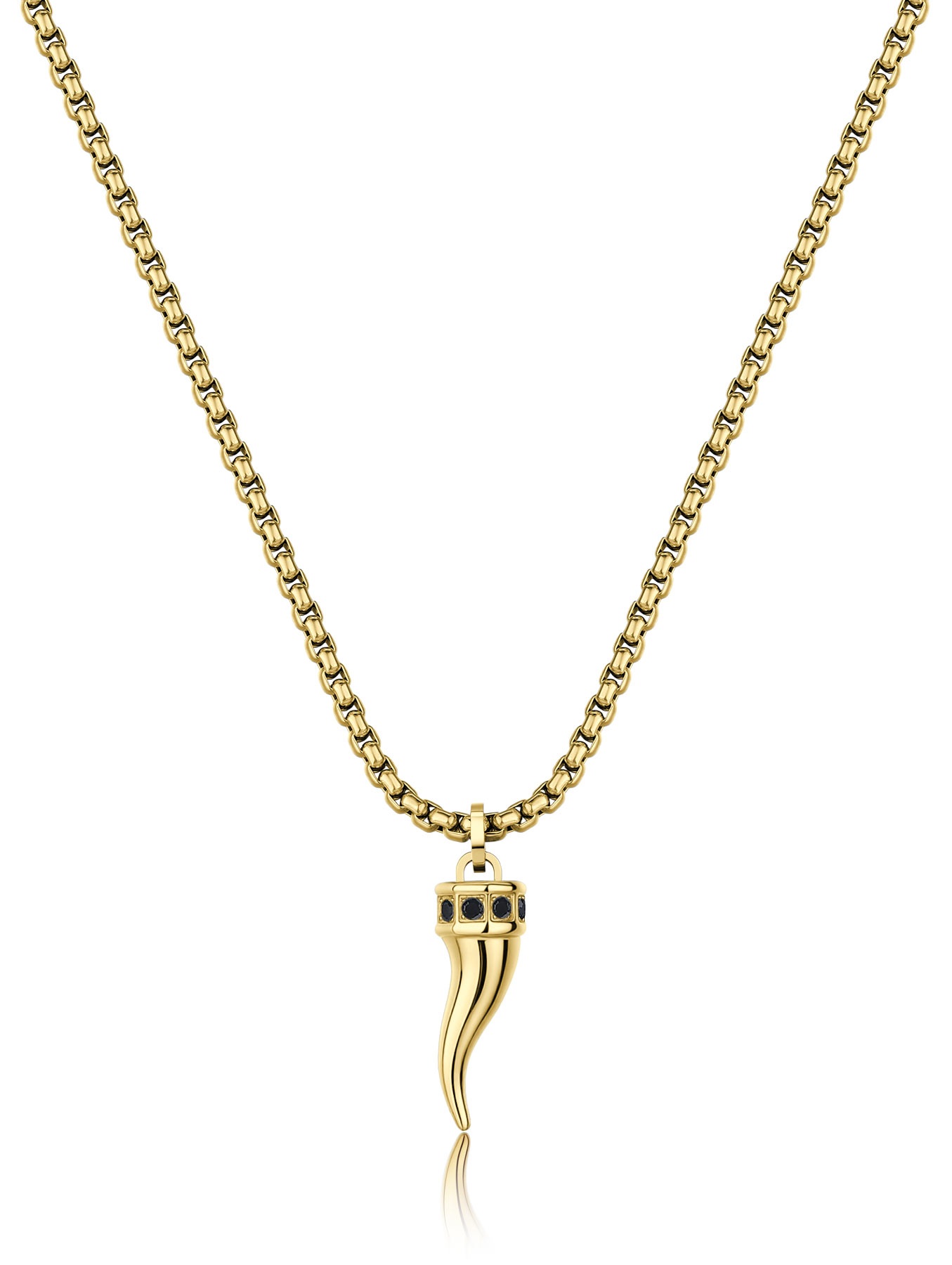 S'Agapõ Pánsky oceľový náhrdelník so zirkónmi Cornicello Rogue SRG39