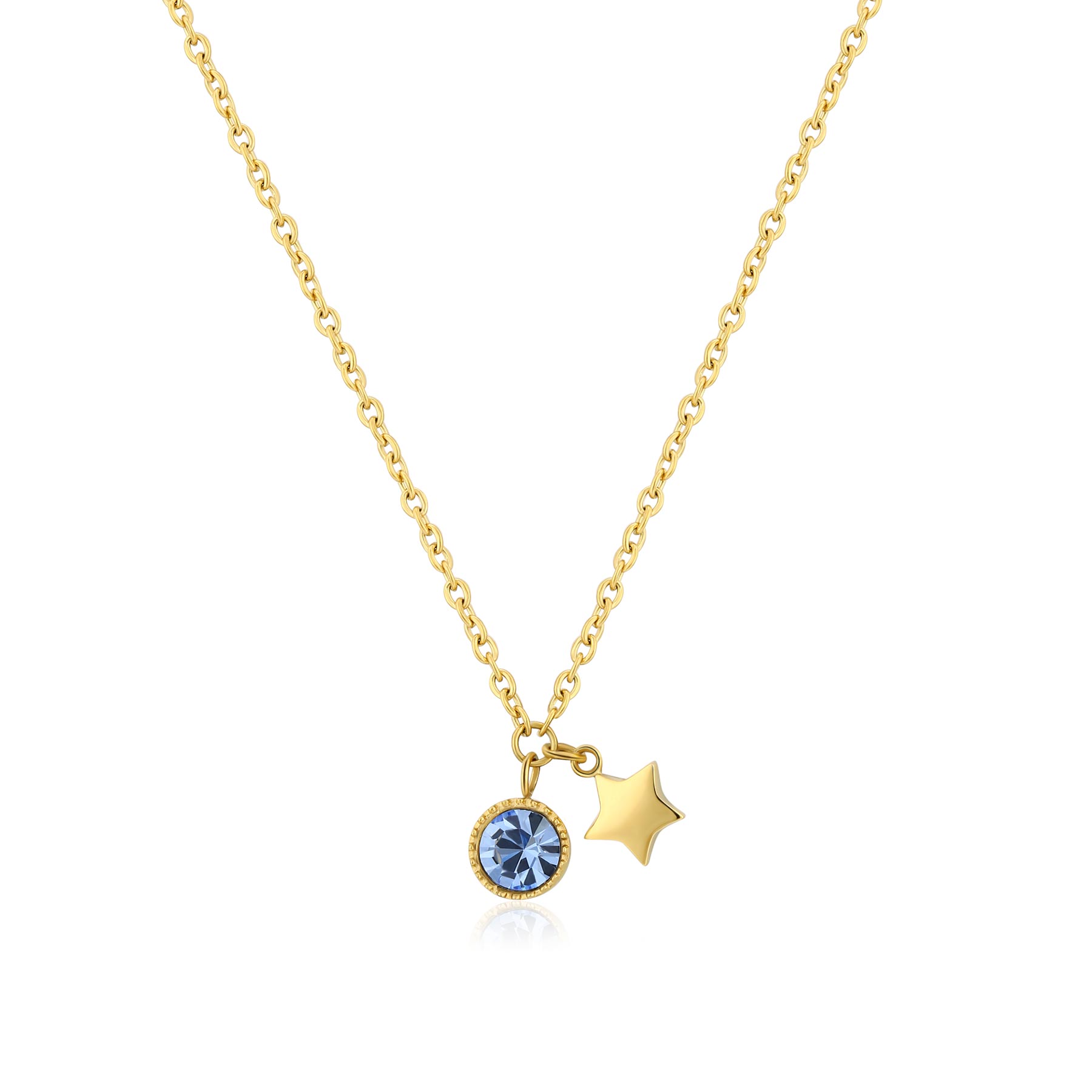 Levně S`Agapõ Pozlacený náhrdelník s krystalem a hvězdou Lucky Light SKT24