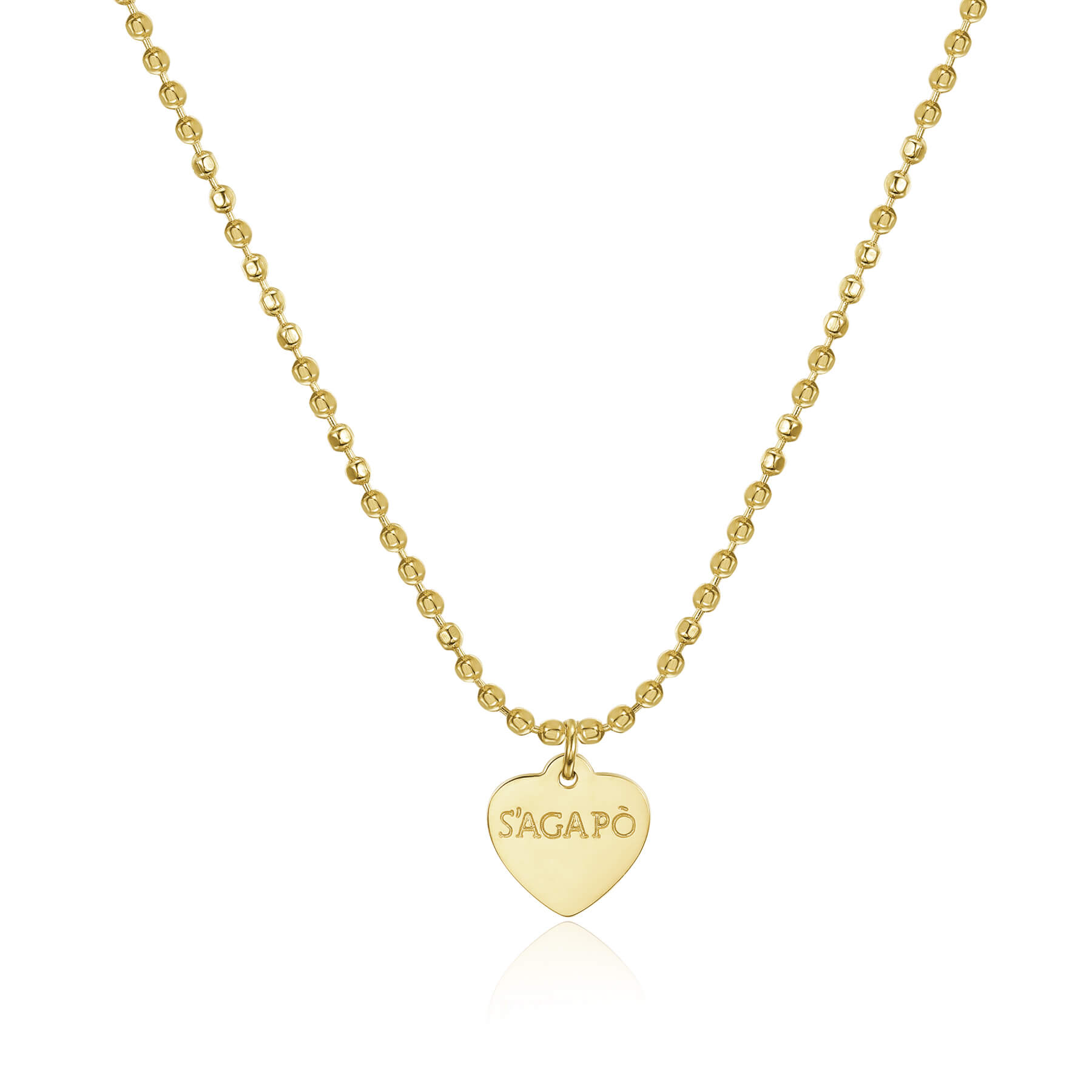 Levně S`Agapõ Pozlacený náhrdelník srdce Happy SHAC43