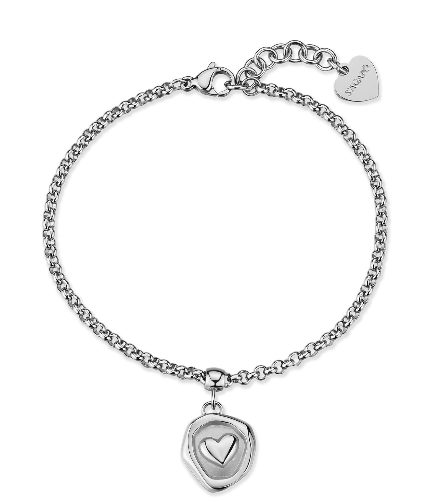 S'Agapõ Romantický oceľový náramok so srdiečkom Rolo Feelings SFE44