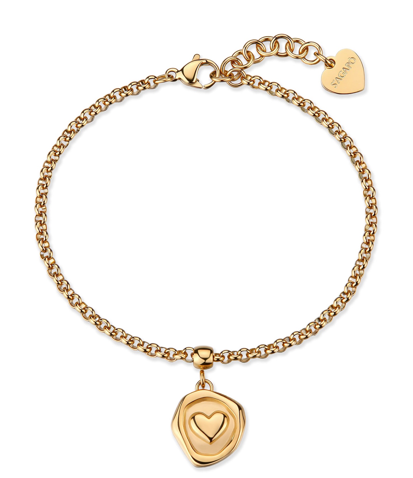 S'Agapõ Romantický pozlátený náramok so srdiečkom Rolo Feelings SFE45